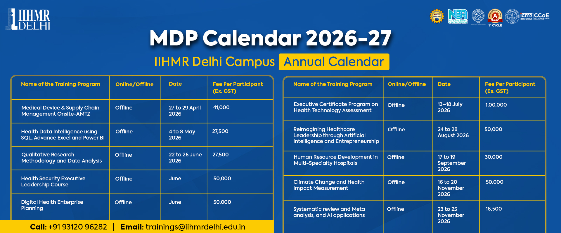 MDP Forthcoming Calendar